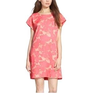 Chelsea 28 Short Sleeve Watercolor Floral Shift Dress Lined Pocket Keyhole Airy